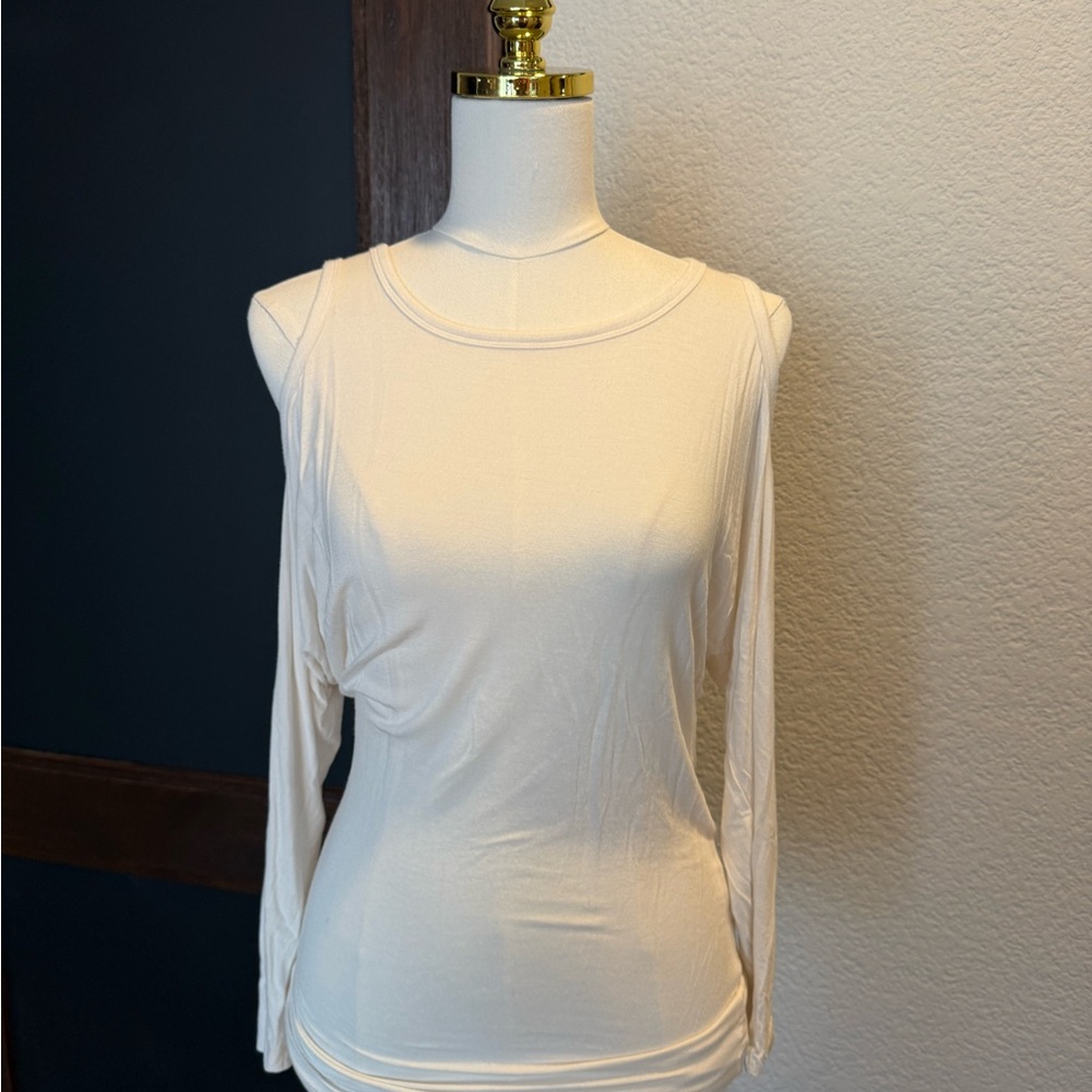 Chic Cream Long Sleeve Women's Blouse